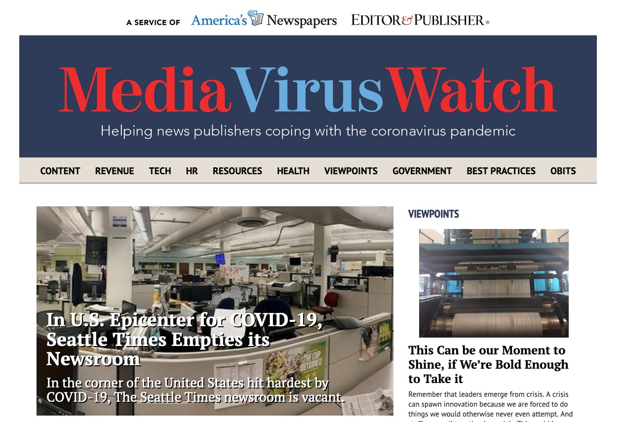 Media Virus Watch covers newsgathering and safety practices, coronavirus data, reporting and presentation innovations, customer service issues and resources for news publishers.